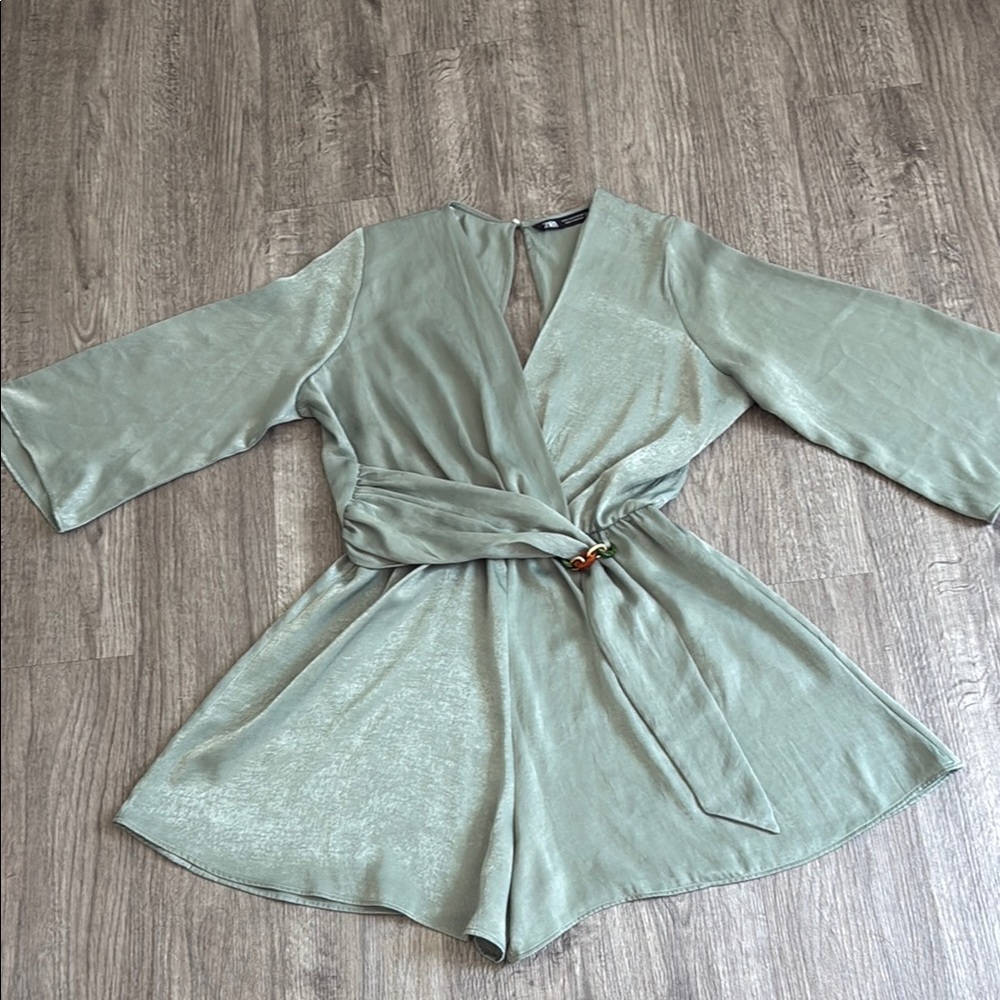 Zara Sage Green Wrap Romper